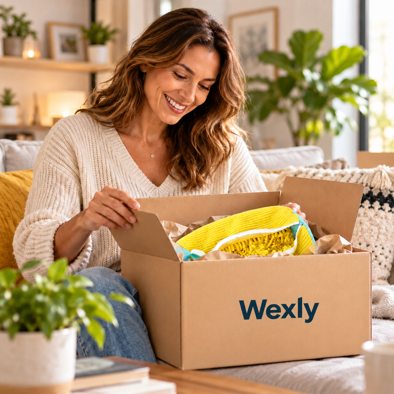 Cliente recibiendo un pedido de Wexly